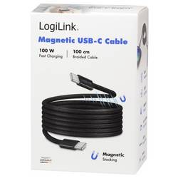 LogiLink Kabel USB-C USB 2.0 USB-C ® zástrčka 1.0 m černá S magnetickým vinutím CU0231