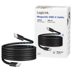 LogiLink Kabel USB-C USB 2.0 USB-C ® zástrčka 1.0 m černá S magnetickým vinutím CU0231