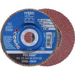 PFERD TOOLS 67706125 PFC 125 A 60 SG STEELOX vějířový brusný kotouč Průměr 125 mm Ø otvoru 22.23 mm Zrnitost 60 nerezová ocel, ocel 10 ks