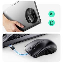 ESR MagMouse optická myš, přenos bezdrátový, Bluetooth®, 3 tlačítko, 4800 dpi, černá