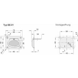 Rohde EE-01.R075.39 zaklapávací úchyt pro zápustné šrouby stříbrná (d x š x v) 75 x 10 x 58 mm 1 ks