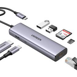 UGREEN USB-C® dokovací stanice USB-C Hub (7-IN-1) 4K HDMI Vhodné pro značky (dokovací stanice pro notebook): univerzální vč. funkce nabíjení, integrovaná