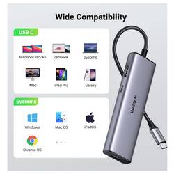 UGREEN USB-C® dokovací stanice USB-C Hub (7-IN-1) 4K HDMI Vhodné pro značky (dokovací stanice pro notebook): univerzální vč. funkce nabíjení, integrovaná