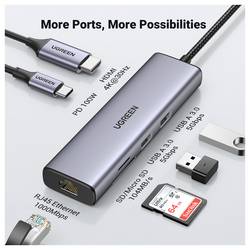 UGREEN USB-C® dokovací stanice USB-C Hub (7-IN-1) 4K HDMI Vhodné pro značky (dokovací stanice pro notebook): univerzální vč. funkce nabíjení, integrovaná