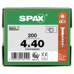 SPAX 0191010400403 šroub ze zápustnou hlavou 4 mm 40 mm T-STAR plus ocel 200 ks