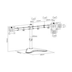 Digitus DA-90401 držák na stůl pro monitor 2 Displej: (s) 38,1 cm (15) - 81,3 cm (32) černá, černá (matná) otočný, nastavitelná výška, naklápěcí, otočný,