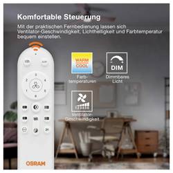 OSRAM HOMELIGHTING Ceiling Fan Leste 445mm 21W CCT stropní ventilátor 21 W (Ø) 445 mm s osvětlením, s dálkovým ovládáním, stmívatelný, s časovačem