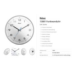 Mebus 13081 DCF rádiové hodiny 30 cm , šedá, tiché hodiny (bez tikání)