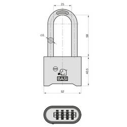 Basi 6231-5000 visací zámek na heslo, 52 mm, mosaz, ocel