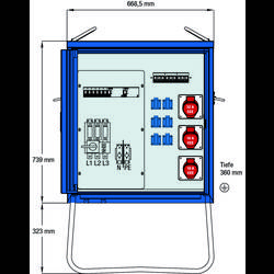AS Schwabe V-E 2 44 kVA elektrický rozvaděč na stavbu 61842 400 V 63 A