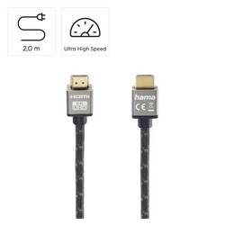 Hama HDMI kabel Zástrčka HDMI-A 2 m černá, šedá 00205239 pozlacené kontakty HDMI kabel