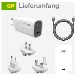 GP USB nabíječka, s adaptérem pro Evropu, s britským adaptérem, s adaptérem pro Čínu, 1x USB A , 2x USB-C®, 65 W, Dodávka energie, Quick Charge 4.0, bílá