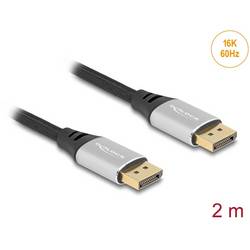 Delock DisplayPort kabel Konektor DisplayPort 2 m černá, stříbrná 80634 16K UHD, pozlacené kontakty, třížilový stíněný Kabel DisplayPort