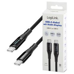 LogiLink Kabel USB-C USB 2.0 USB-C ® zástrčka 2 m černá oboustranně zapojitelná zástrčka CU0447