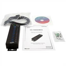 Exsys Exsys USB 3.2 Gen1 HUB 10-Port Managed N. inkl.USB-Kabel DIN-Rail-Kit (EX-1580SH USB Hub černá