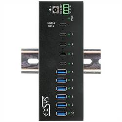 Exsys EXSYS GmbH 10-Port USB 3.2 Gen 2x1 Metall HUB, 4x USB-C + 6x USB-A (EX-12280HMS) USB Hub černá