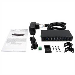 Exsys EXSYS - EX EX-11237HMS-2 - USB 3.0 Industrie-Hub 15 kV ESD Tisch Wand USB Hub černá