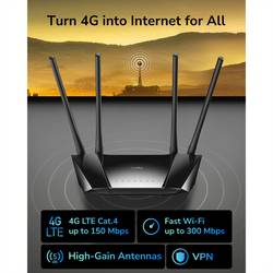 cudy CUDY LT400 N300 Wi-Fi 4G LTE Router Cat4 router Integrovaný modem: LTE, 2.4 GHz, 300 MBit/s