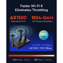 cudy Cudy WR1500 router wireless Gigabit Ethernet Dual-band (2.4 GHz/5 GHz) Nero router 1500 MBit/s