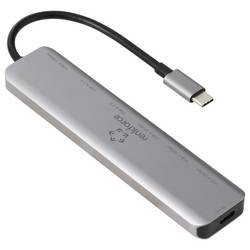 Renkforce RF-7465828 USB Hub 6 + 1 port USB-C™ (USB 3.2 Gen 2) USB 3.0 10 GBit/s Pro použití v interiérech šedá RF-USBCH-450 RF-USBCH-450 USB-C® 6-in-1 Hub