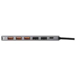 Renkforce RF-7465828 USB Hub 6 + 1 port USB-C™ (USB 3.2 Gen 2) USB 3.0 10 GBit/s Pro použití v interiérech šedá RF-USBCH-450 RF-USBCH-450 USB-C® 6-in-1 Hub