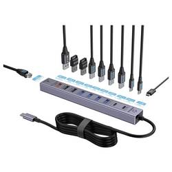 Renkforce RF-7465830 USB Hub 10 + 1 port USB-C® USB 3.0 5 GBit/s Pro použití v interiérech šedá RF-USBCH-500 USB-C® 10-in-1 Hub