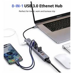 Renkforce RF-7465830 USB Hub 10 + 1 port USB-C® USB 3.0 5 GBit/s Pro použití v interiérech šedá RF-USBCH-500 USB-C® 10-in-1 Hub