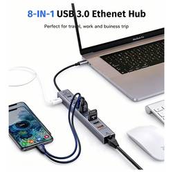 Renkforce RF-7465830 USB Hub 10 + 1 port USB-C® USB 3.0 5 GBit/s Pro použití v interiérech šedá RF-USBCH-500 USB-C® 10-in-1 Hub