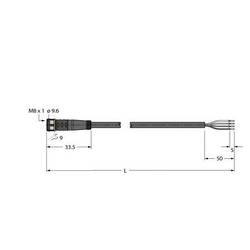 Turck PKG4M-2/TXL připojovací kabel pro senzory - aktory, 6625553, piny: 4, 2 m, 1 ks