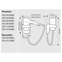 Valera Premium 1200 533.04/038A nástěnný sušák na vlasy bílá