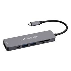 Verbatim 32156 USB Hub USB 2.0, HDMI™, USB 3.2 (Gen 1x1) USB 3.2 Gen1 5 GBit/s UHD, se zabudovanou čtečkou SD karet černá Essentials