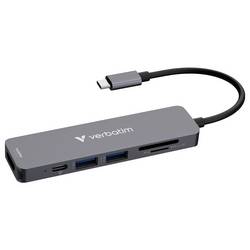 Verbatim 32156 USB Hub USB 2.0, HDMI™, USB 3.2 (Gen 1x1) USB 3.2 Gen1 5 GBit/s UHD, se zabudovanou čtečkou SD karet černá Essentials