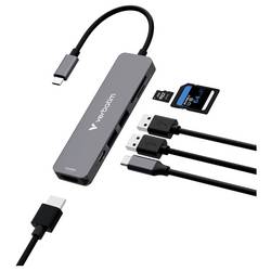 Verbatim 32156 USB Hub USB 2.0, HDMI™, USB 3.2 (Gen 1x1) USB 3.2 Gen1 5 GBit/s UHD, se zabudovanou čtečkou SD karet černá Essentials