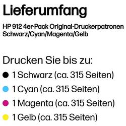 HP Ink 912 originál balení po 4 ks černá, azurová, purppurová, žlutá 6ZC74AE