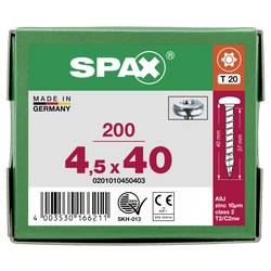 SPAX 0201010450403 půlkulaté šrouby 4.5 mm 40 mm T-STAR plus ocel 200 ks