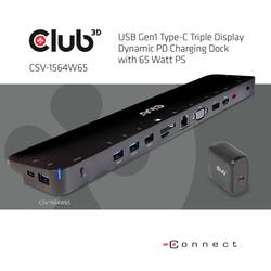 club3D USB-C® dokovací stanice ChargingDock USB-C Vhodné pro značky (dokovací stanice pro notebook): Club 3D integrovaná čtečka karet, napájení USB-C®