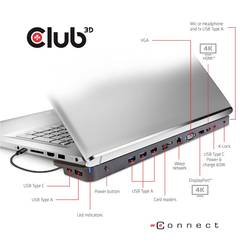club3D USB-C® dokovací stanice ChargingDock USB-C Vhodné pro značky (dokovací stanice pro notebook): Club 3D integrovaná čtečka karet, napájení USB-C®