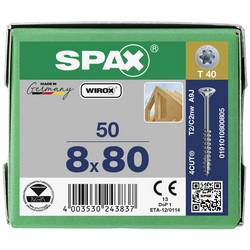 SPAX 0191010800805 R 88091 Senkkopf/T-STAR TG šroub do dřeva 8 mm 80 mm T-STAR plus ocel WIROX 50 ks