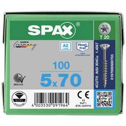 SPAX 0197000500703 R 88091 Senkkopf T-STAR TG šroub do dřeva 5 mm 70 mm T-STAR plus nerezová ocel A2 100 ks