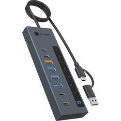 ICY BOX 61158 USB Hub 7+1 port USB-C™ (USB 3.2 Gen 2), USB-C™ (USB 3.2 Gen 1), USB-C® (s napájením), USB 3.2 (Gen 2) , USB 3.2 (Gen 1x1) 10 GBit/s LED ukazatel