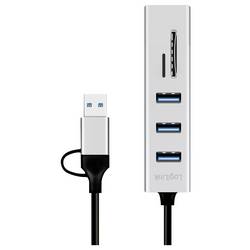 LogiLink UA0445 USB Hub 3 porty USB-A, SDHC, microSDHC USB 3.0 5 GBit/s hliník UA0445
