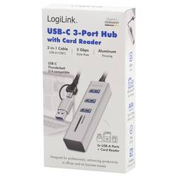 LogiLink UA0445 USB Hub 3 porty USB-A, SDHC, microSDHC USB 3.0 5 GBit/s hliník UA0445