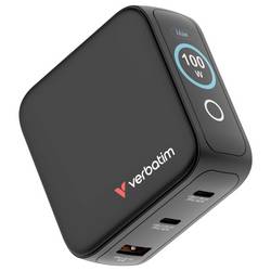 Verbatim 30239 USB nabíječka, GaN, 100 W, QC 3.0, Power Delivery 3.0, černá