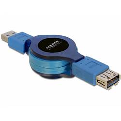 Delock USB kabel USB 3.0 USB-A zástrčka, USB-A zásuvka 1.20 m modrá včetně automatického navíjení 82649