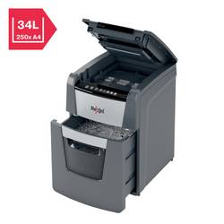 Rexel Optimum AutoFeed+ 100X skartovačka 100 listů mikrořez 4 x 28 mm P-4 34 l Křížový řez kancelářské sponky, sponky do sešívačky, kreditní karty