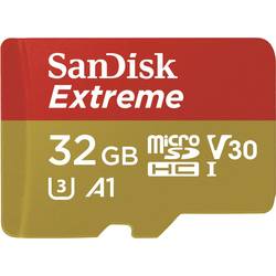 SanDisk Extreme® Action Cam paměťová karta microSDHC 32 GB Class 10, UHS-I, UHS-Class 3, v30 Video Speed Class vč. SD adaptéru, výkonnostní standard A1