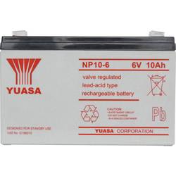 Yuasa NP10-6 NP10/6 olověný akumulátor 6 V 10 Ah olověný se skelným rounem (š x v x h) 151 x 97.5 x 50 mm plochý konektor 4,8 mm bezúdržbové, VDS certifikace