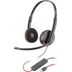 HP Poly Blackwire C3220 Headset otevřená (On Ear) kabelová stereo černá headset, Vypnutí zvuku mikrofonu, regulace hlasitosti Počítače