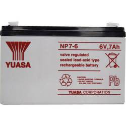Yuasa NP7-6 NP7-6 olověný akumulátor 6 V 7 Ah olověný se skelným rounem (š x v x h) 151 x 97 x 34 mm plochý konektor 4,8 mm bezúdržbové