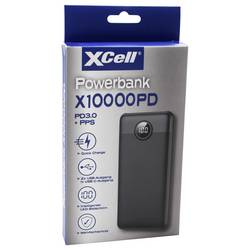 XCell powerbanka Li-Pol, 10000 mAh, Dodávka energie, Quick Charge 3.0, QC 3.0, černá, Indikátor stavu